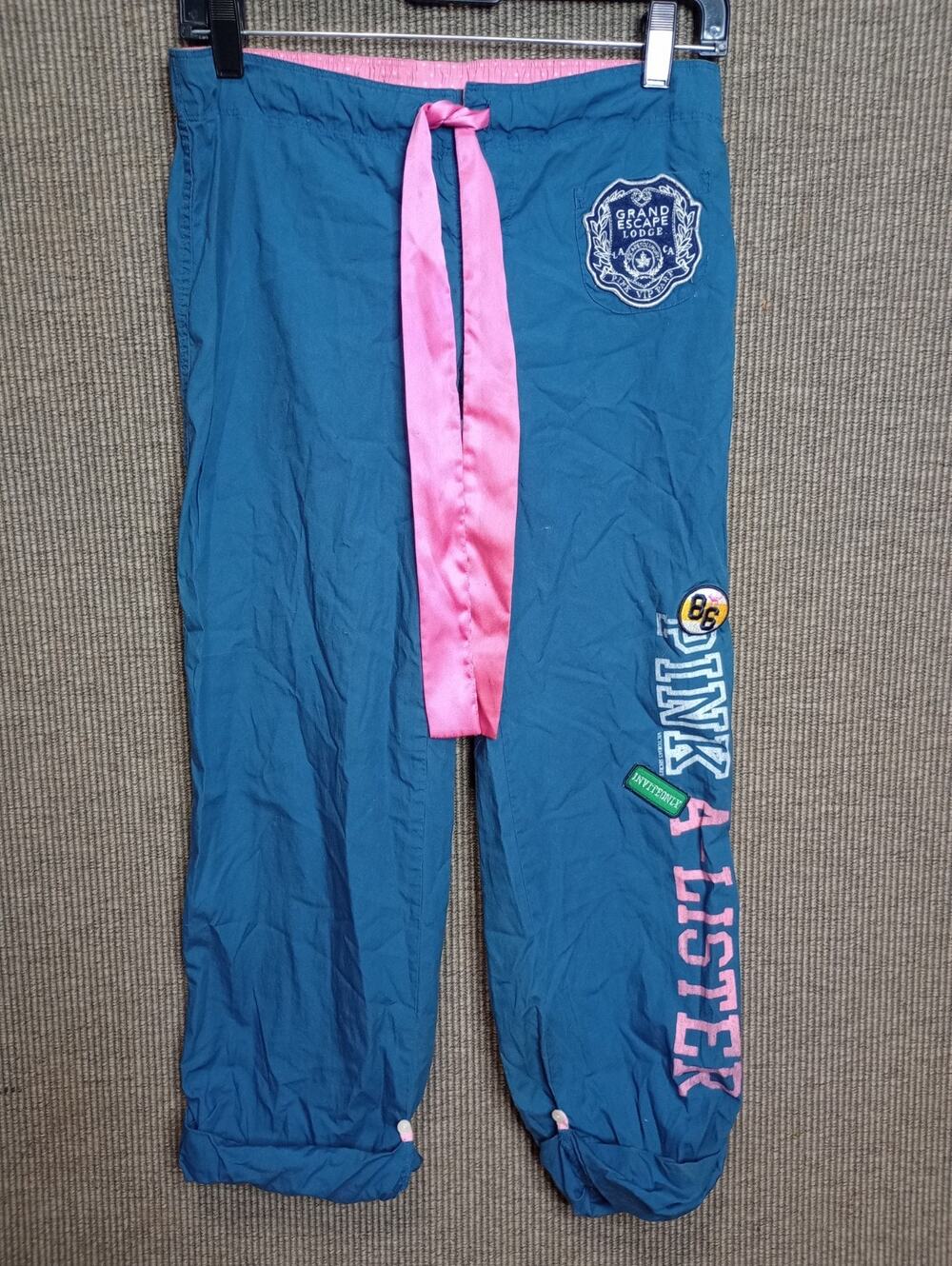 vintage Victoria's Secret PINK lounge pants rare pink satin drawstring Size S